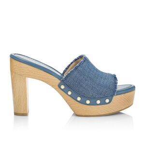 Stuart Weitzman Pearl Washed Denim Clog Sandals NIB Size 7.5B